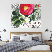 バラダマスクかわいらしフローラアンティーク キャンバスプリント (インサイチュ (寝室))