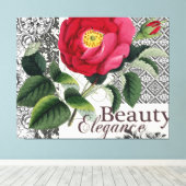 バラダマスクかわいらしフローラアンティーク キャンバスプリント (インサイチュ (ウッドフロア))