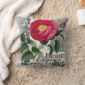 バラダマスクかわいらしフローラアンティーク クッション (ブランケット)