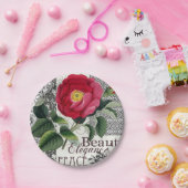 バラダマスクかわいらしフローラアンティーク ペーパープレート (パーティー)