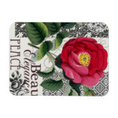 バラダマスクかわいらしフローラアンティーク マグネット (横)