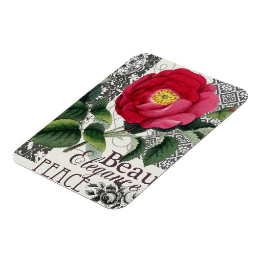 バラダマスクかわいらしフローラアンティーク マグネット (左側)