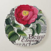 バラダマスクかわいらしフローラアンティーク ラウンドクッション (正面)