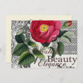 バラダマスクかわいらしフローラアンティーク 招待状 (正面/裏面)