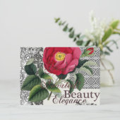 バラダマスクかわいらしフローラアンティーク 招待状 (スタンド正面)