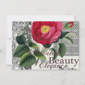 バラダマスクかわいらしフローラアンティーク 招待状 (正面)