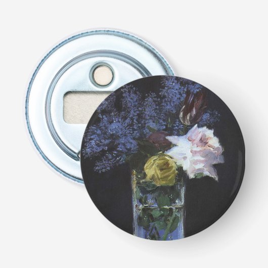 バラチューリップ水晶の花瓶にライラック 栓抜き (正面)