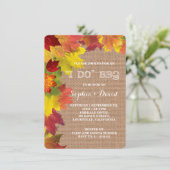バラックパーティーのお誘い状 - 秋の紅葉とジュート生地 招待状 (スタンド正面)