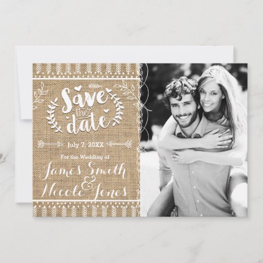 【バラックラフト風】バラップの"Save the Date" 写真入り 招待状 (正面)