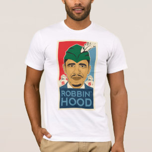 バラック・オバマのフードのロビン・フッドのティー! ObamaHood.org Tシャツ