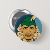 バラック・オバマのフードのロビン・フッドボタンのバラックオバマ 缶バッジ (正面&裏面)