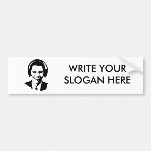 バラック・オバマのヘッドホーン バンパーステッカー (正面)