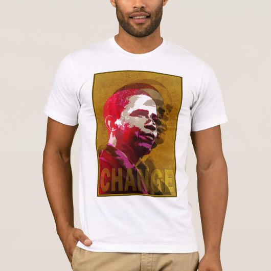 バラック・オバマのラスタの赤及び金ゴールド Tシャツ (正面)