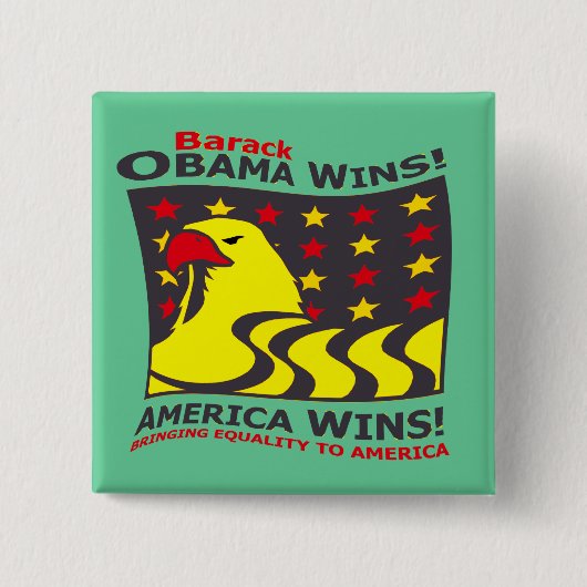 バラック・オバマの勝利! - 缶バッジ (正面)