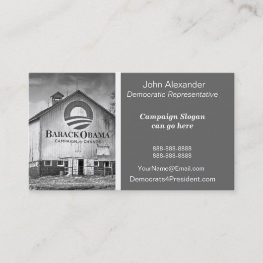 バラック・オバマの大統領のなキャンペーン納屋 名刺 (正面)