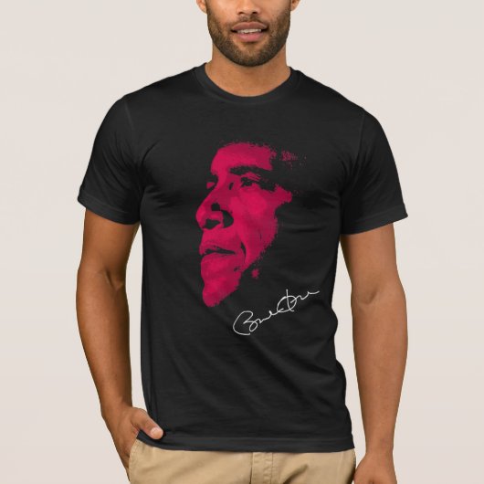 バラック・オバマの赤の署名 Tシャツ (正面)