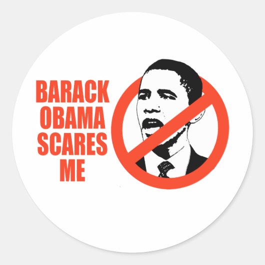 バラック・オバマは私の/ANTI-OBAMA Tシャツをおびえさせます ラウンドシール (正面)
