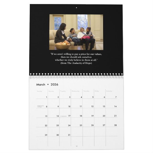 バラック・オバマ大統領は年次カレンダーを引用します カレンダー (3月 2026)