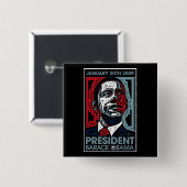 バラック・オバマ2009年1月20日大統領 缶バッジ (正面&裏面)