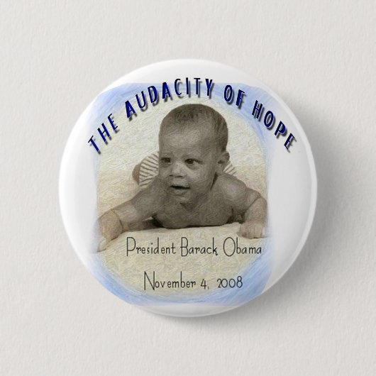 バラック・オバマ: 円形希望の大胆不敵 缶バッジ (正面)