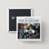 バラック・オバマ: 歴史ボタンのステップ 缶バッジ (正面&裏面)