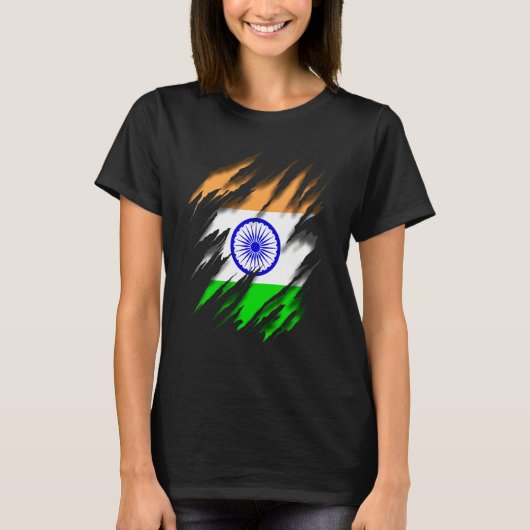 バラットガナラヤインディアン国旗インド Tシャツ (正面)