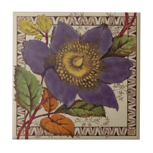 バラットパープル牡丹ビクトリアントランスファーウェアレプロ タイル (正面)