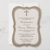バラップ素朴クロス聖餐式または確認 招待状 (正面)