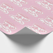 バラティーカップパターンピンクとホワイトラッピング紙 ラッピングペーパー (角)