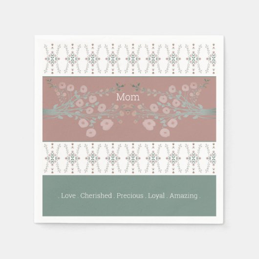 バラティール（緑がかった色）及びピンク スタンダードカクテルナプキン (正面)