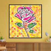 バラデザインの雪の混色ファンシー キャンバスプリント (インサイチュ (リビング))