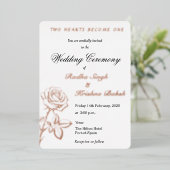 バラデザインクラシック結婚の 箔招待状 (立ち正面)