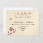 バラデライト！ピンクバーガンディRSVP応答ポストカード インビテーションポストカード (正面/裏面)