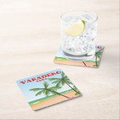 バラデロキューバビーチ旅行ポスター スクエアペーパーコースター (インサイチュ)