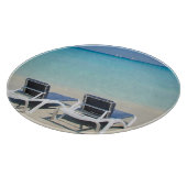 バラデロ、キューバ。砂とビーチ椅子 カッティングボード (角)