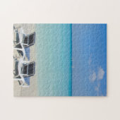 バラデロ、キューバ。砂とビーチ椅子 ジグソーパズル (横)