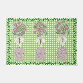 バラトピアリーつる植物ブルー&ホワイトジンジャージャールマット ドアマット (正面)