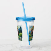 バラトピアリーバンゴッホスタイルバラフローラピンク アクリルタンブラー (左)