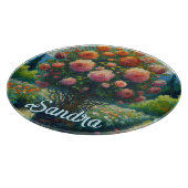 バラトピアリーバンゴッホスタイルバラフローラピンク カッティングボード (角)