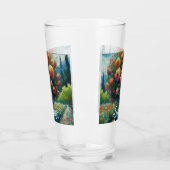 バラトピアリーバンゴッホスタイルバラフローラピンク タンブラーグラス (左)