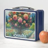 バラトピアリーバンゴッホスタイルバラフローラピンク メタルランチボックス (インサイチュ)