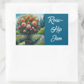 バラトピアリーバンゴッホスタイルバラフローラピンク 長方形シール (バッグ)