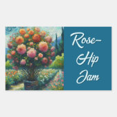 バラトピアリーバンゴッホスタイルバラフローラピンク 長方形シール (正面)