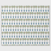 バラトピアリーブルーとホワイトジンジャージャー ラッピングペーパー (フラット)