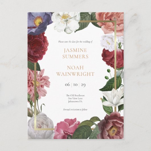 バラトレイルフェイクラージゴールド箔日付を保存 案内ポストカード (正面)