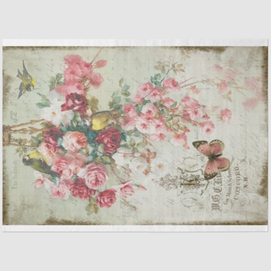 バラトレーナントピンクローズ&バードデクページ 薄葉紙 (正面)