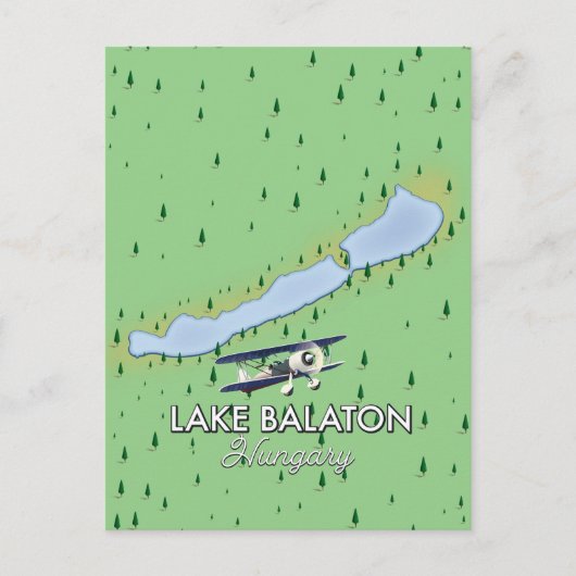 バラトンハンガリーの地図 ポストカード (正面)