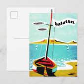 バラトン湖、岸辺の漁船、ハンガリー ポストカード (正面/裏面)