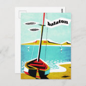 バラトン湖、魚釣りボートの海岸、ハンガリー ポストカード (正面/裏面)