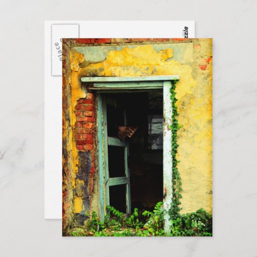 バラトン空港の放棄された家の古いドア ポストカード (正面/裏面)